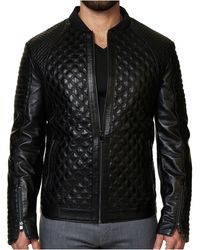 Maceoo - Croc Embossed Lambskin Leather Moto Jacket - Lyst