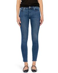 DL1961 - Florence Instasculpt Frayed Ankle Mid Rise Skinny Jeans - Lyst
