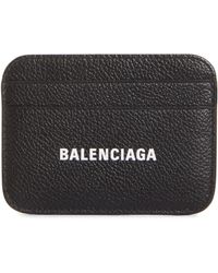 Balenciaga - Logo Card Holder Leather Black - Lyst