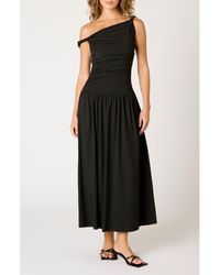 Nia - Karina Ruched One-Shoulder Maxi Dress - Lyst