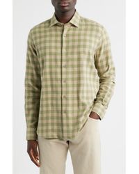 Scott Barber - Canclini Regular Fit Check Cotton Mélange Flannel Button-Up Shirt - Lyst
