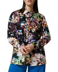 Marina Rinaldi - Print Satin Button-up Shirt - Lyst