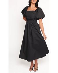 Petal & Pup - Clo Stripe Puff Sleeve Midi Dress - Lyst