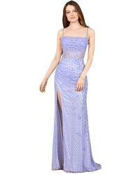 LARA New York - Beaded Corset Prom Gown With Slit - Lyst