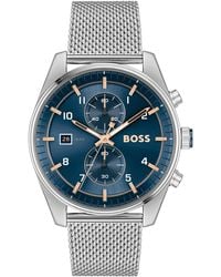 BOSS - Skytraveller Chronograph Mesh Strap Watch - Lyst