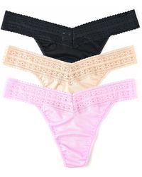Hanky Panky - Dream Lace Trim Thong - Pack Of 3 - Lyst
