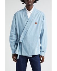 KENZO - Cotton Denim Kimono Jacket - Lyst