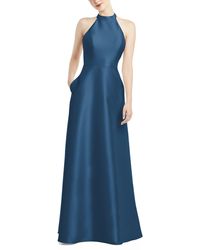 alfred sung satin a line gown