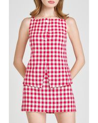 Wayf - X Styled By Coco! Gracie Gingham Linen Blend Button-Up Vest - Lyst