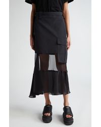 Sacai - Mixed Media Belted Cargo Skirt - Lyst