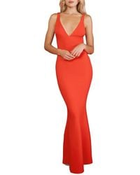 Katie May - Tina Deep V-Neck Open Back Mermaid Gown - Lyst