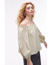 TOPSHOP - Off The Shoulder Balloon Sleeve Top - Lyst