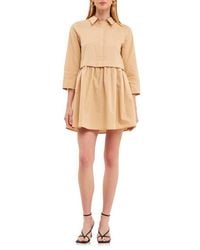 English Factory - Long Sleeve Mini Shirtdress - Lyst