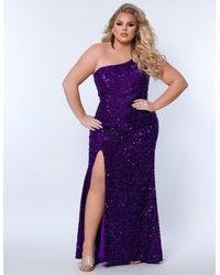 Sydney's Closet - One-Shoulder Sequin Plus Size Evening Gown - Lyst