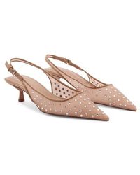 Mango - Crystal Pointed Toe Kitten Heel Slingback Pump - Lyst