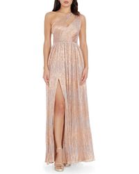 Dress the Population - Kienna Metallic Cutout Detail One-Shoulder Gown - Lyst