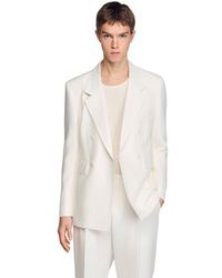 Sandro - Double-Breasted Linen Suit Jacket - Lyst