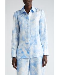 Lafayette 148 New York - Scottie Floral Print Silk Twill Button-up Top - Lyst