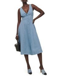 Reformation - Sebastien Button Front Organic Cotton Denim Midi Dress - Lyst