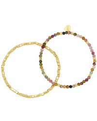 Estella Bartlett - Coco Bead And Tourmaline Double Bracelet - Lyst