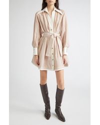 Zimmermann - Hypnotic Stripe Long Sleeve Belted Cotton & Silk Minidress - Lyst