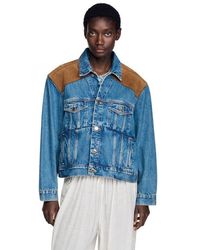 Sandro - Denim And Suede Jacket - Lyst