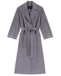 Maje - Long Double-Faced Rhinestone Coat - Lyst