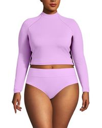 Lands' End - Plus Size Long Sleeve Cropped Upf 50 Rash Guard - Lyst