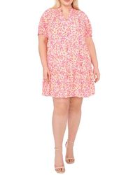 Cece - Floral Print Babydoll Dress - Lyst
