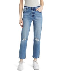 Hidden Jeans - Distressed Straight Leg Jeans - Lyst