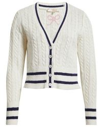 LoveShackFancy - Evabella Crop Cotton & Linen Cable Cardigan - Lyst