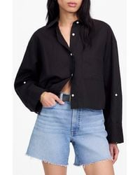 Madewell - Straight Hem Crop Linen & Cotton Button-Up Shirt - Lyst