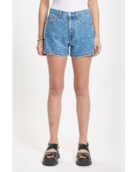 DAZE - The Knockout Polka Dot High Waist Denim Shorts - Lyst