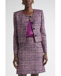 St. John - Metallic Tape Tweed Crop Jacket - Lyst