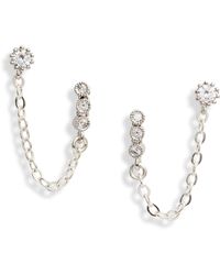 SET & STONES - Maven Double Stud Chain Earrings - Lyst