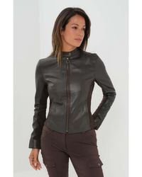 Anatomie - Kensington Mixed Media Moto Leather Jacket - Lyst
