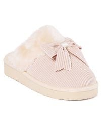Minnetonka - Bow Faux Fur Scuff Slipper - Lyst