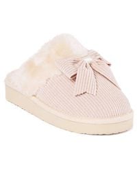 Minnetonka - Bow Faux Fur Scuff Slipper - Lyst