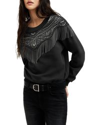 AllSaints - Winona Jaine Embellished Fringe Sweatshirt - Lyst
