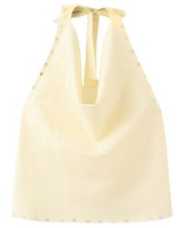 Mango - Button Trim Halter Cotton Top - Lyst