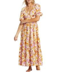 Billabong - Endless Shore Floral Puff Sleeve Maxi Dress - Lyst