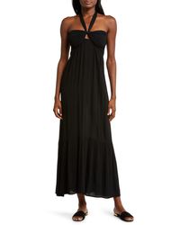 Elan - Tiered Halter Maxi Cover-up Dress - Lyst