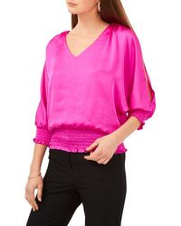 Chaus - V-Neck Smocked Waist Blouse - Lyst