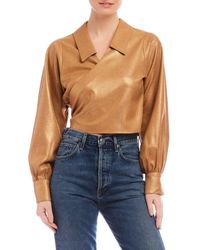 Fifteen Twenty - Sloane Metallic Wrap Top - Lyst