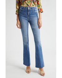 L'Agence - Ruth High Waist Raw Hem Straight Leg Jeans - Lyst
