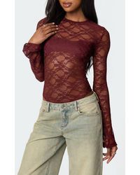 Edikted - Colette Sheer Lace Bodysuit - Lyst