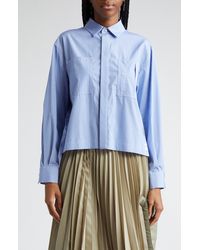 Sacai - Thomas Mason Stripe Pleated Cotton Poplin Button-up Shirt - Lyst