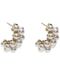 Argento Vivo Sterling Silver - Faux Pearl Hoop Earrings - Lyst