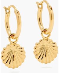 Yoj - Concha Mini Charm Hoop Earrings - Lyst