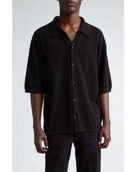 Lemaire - Short Sleeve Cotton Knit Button-up Shirt - Lyst